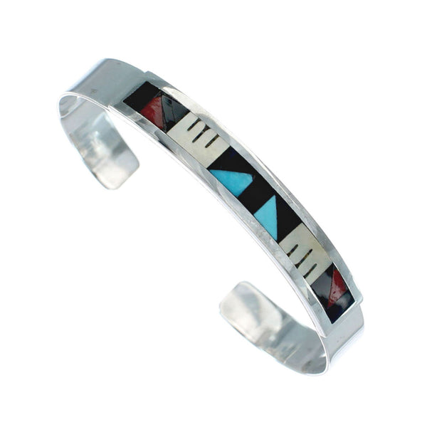 Zuni Sterling Silver Multicolor Inlay Cuff Bracelet NN20157